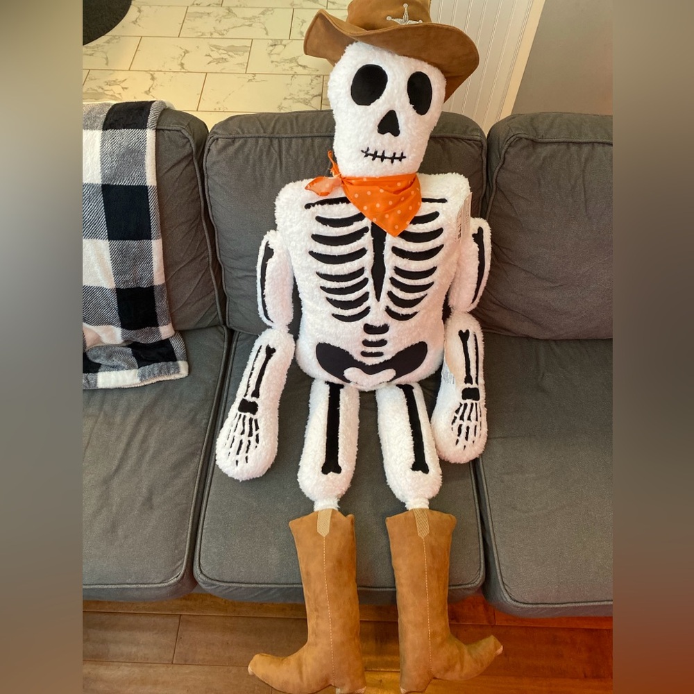 Isaac Mizrahi Skeleton Cowboy Body Pillow Halloween 32” x 60” Decor